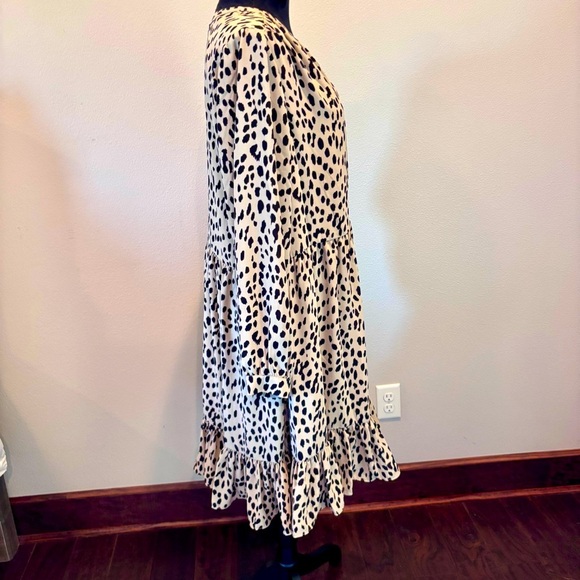 Vince Camuto Plus Size Animal Print Long Sleeve Split Neck Baby Doll Dress, 1X - Picture 13 of 14
